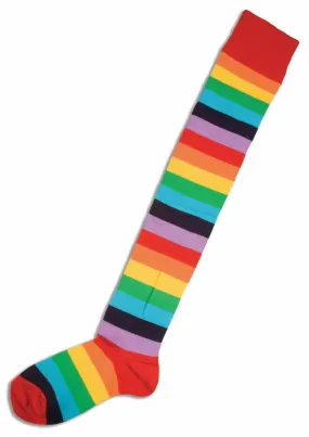 Multi Colored Striped Clown Costume Socks Adult