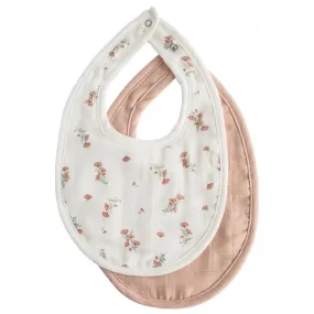 Mushie - Organic Cotton Muslin Bib 2-Pack - Blush   Pink Floral