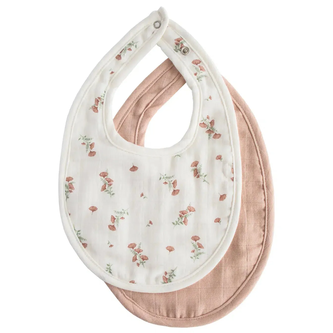 Mushie - Organic Cotton Muslin Bib 2-Pack - Blush   Pink Floral