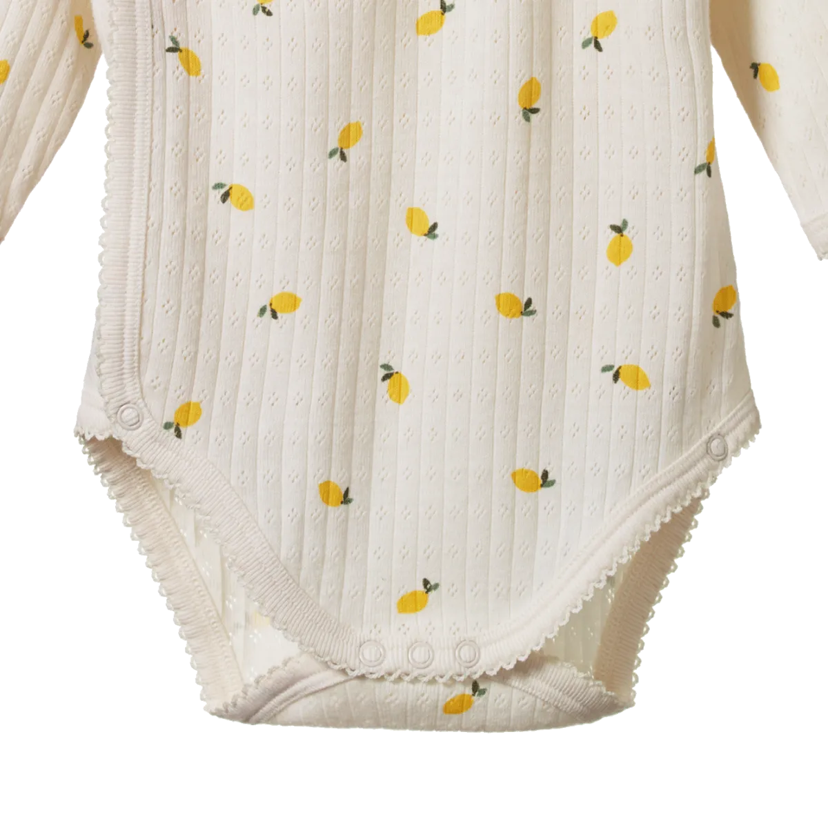 Nature Baby Pointelle Kimono Bodysuit Lemon Print