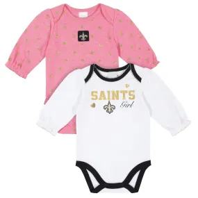 New Orleans Saints Baby Girls Long Sleeve Bodysuits