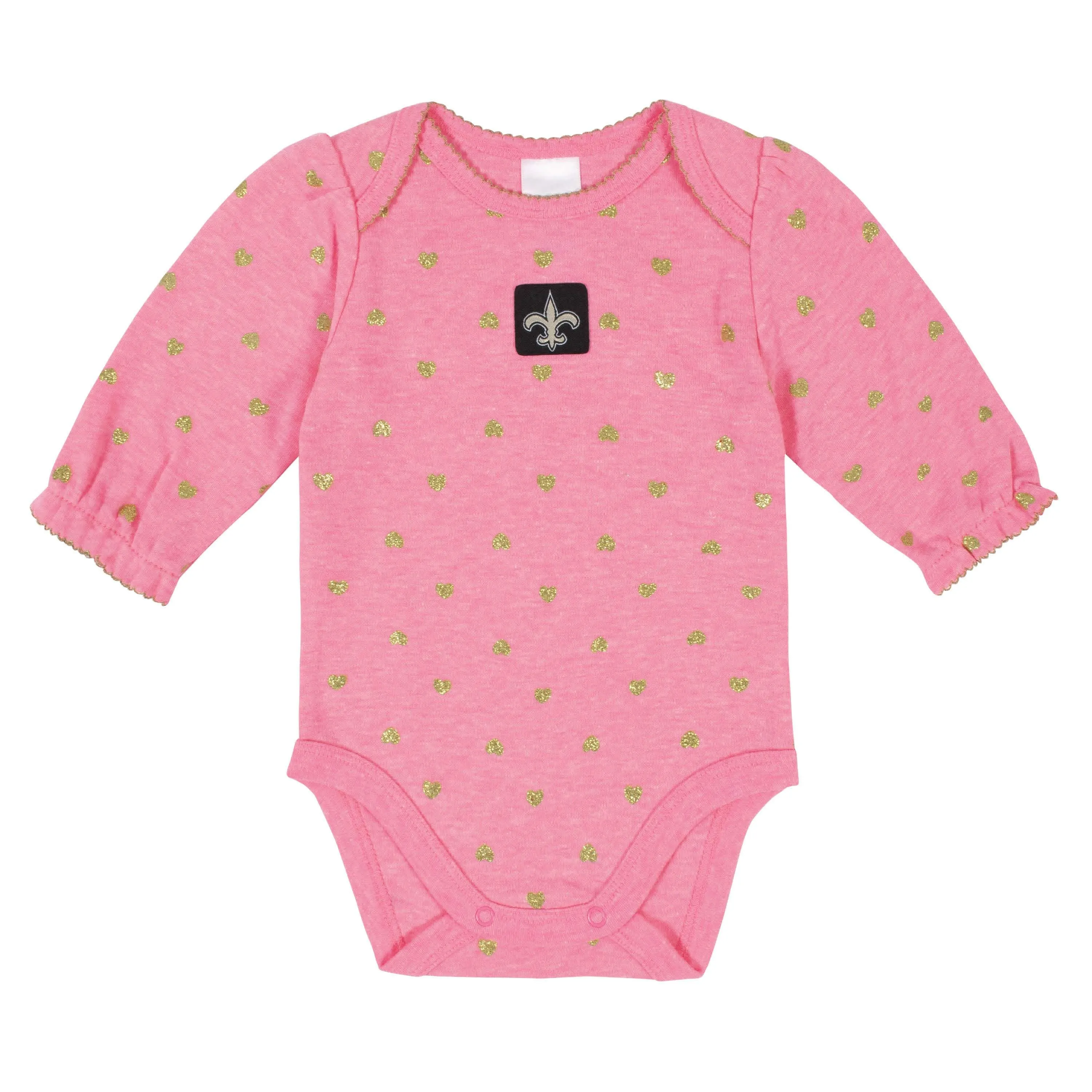 New Orleans Saints Baby Girls Long Sleeve Bodysuits