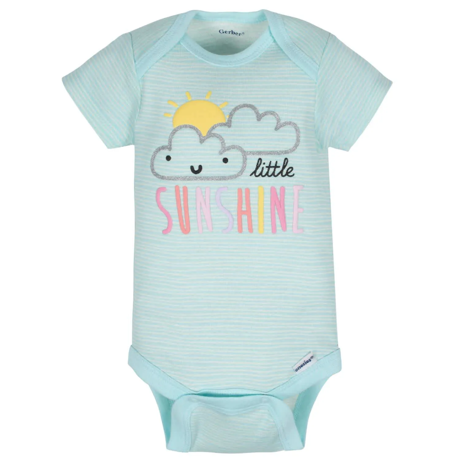 Organic 3-Pack Baby Girls Clouds Short Sleeve Onesies® Bodysuits