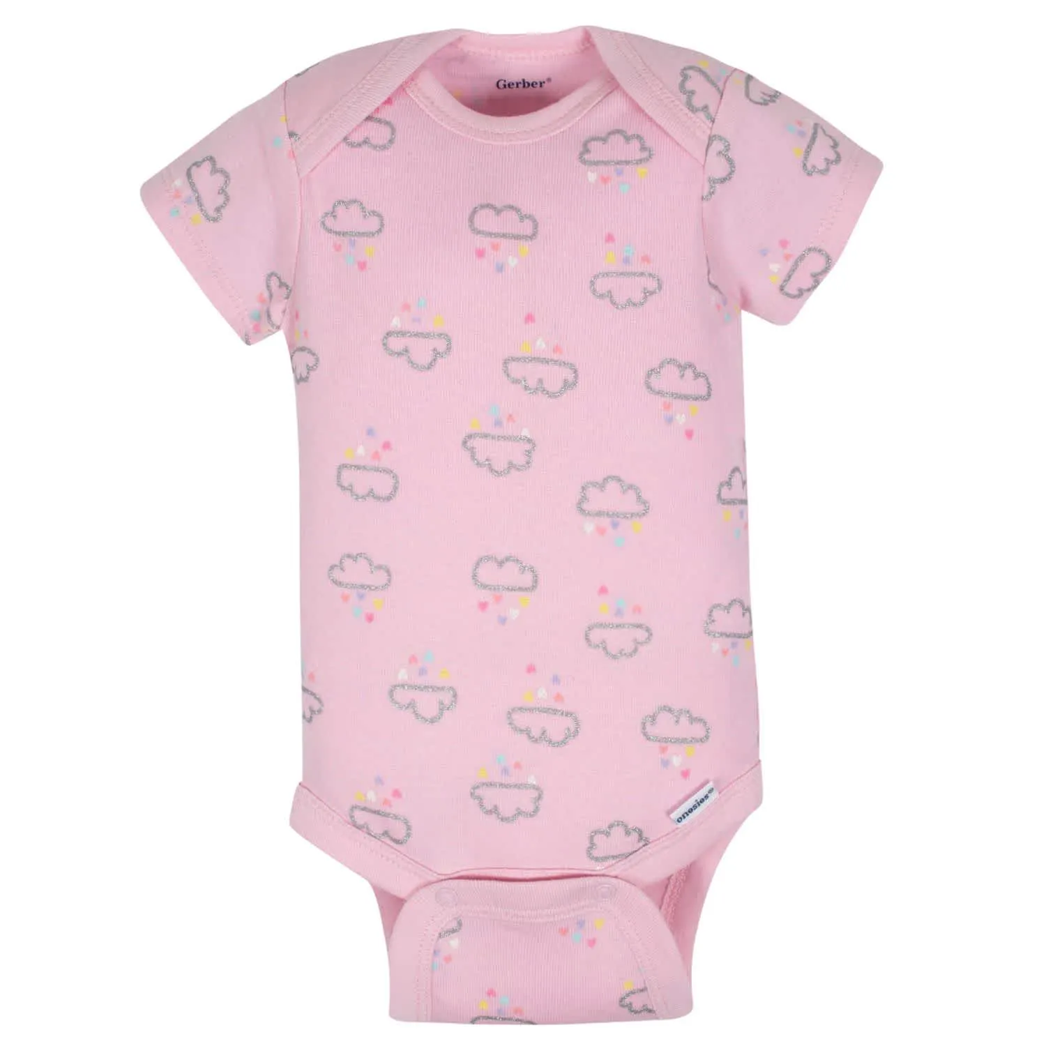 Organic 3-Pack Baby Girls Clouds Short Sleeve Onesies® Bodysuits