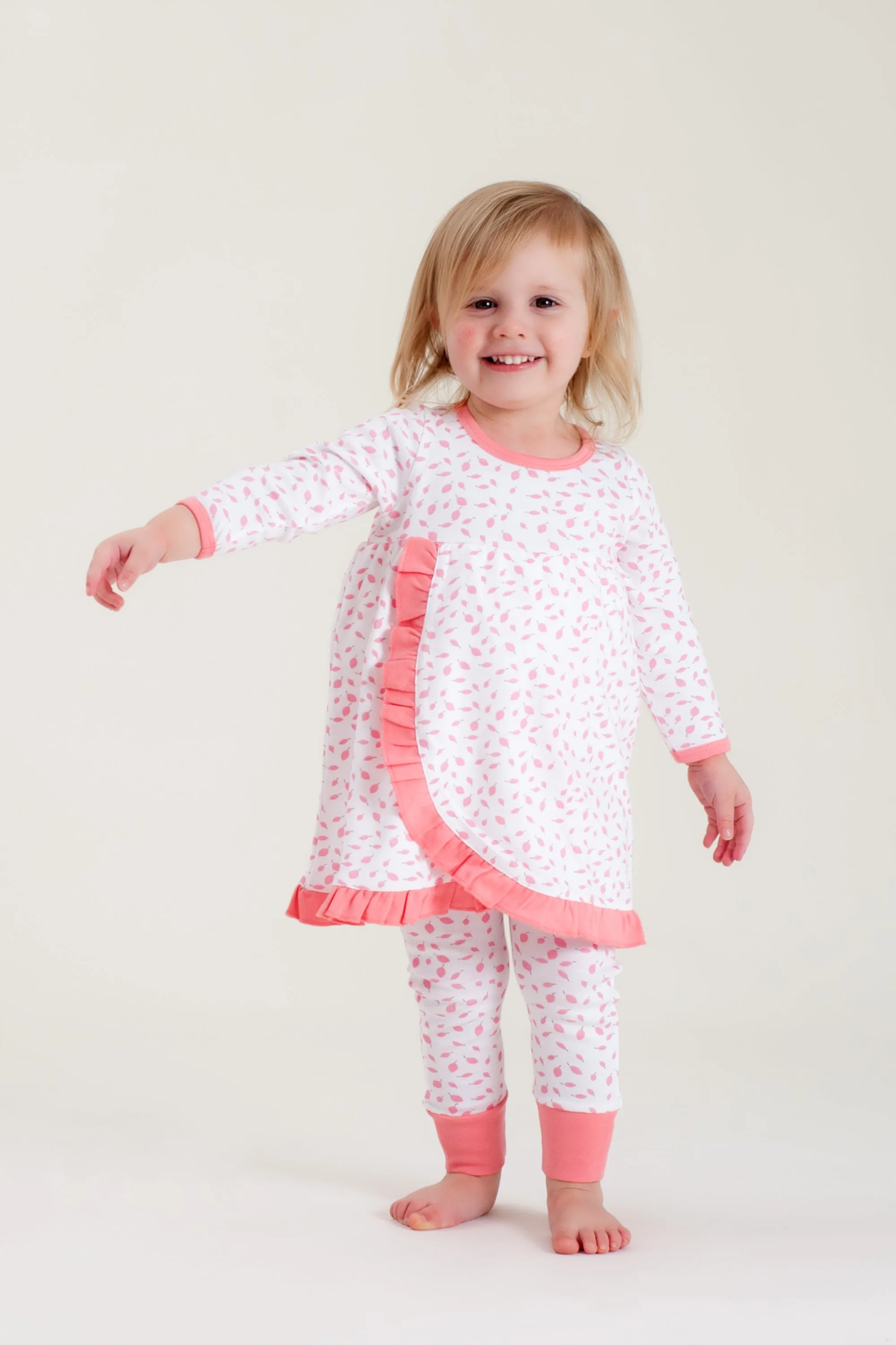 Organic Cotton Baby Pant - Autumn Leaves Pink
