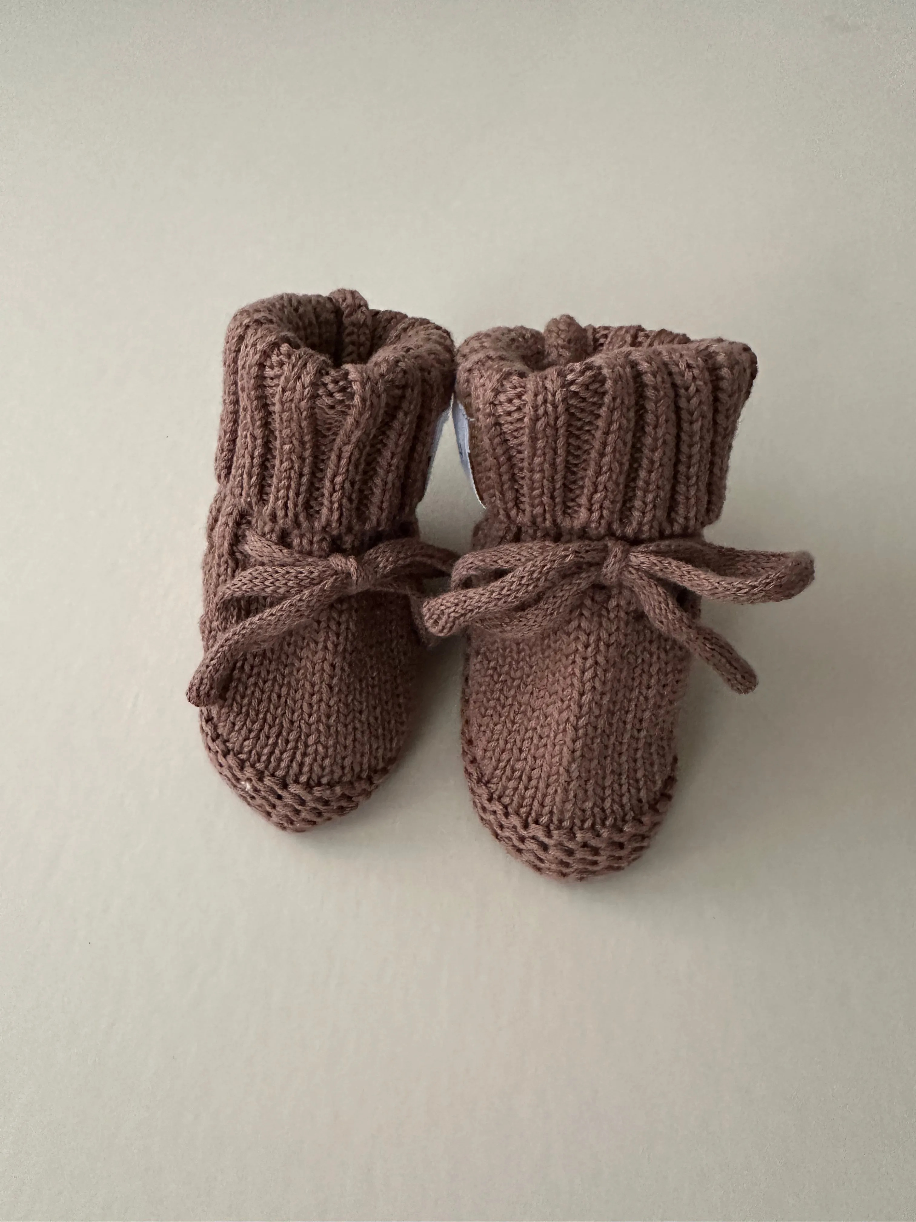 Organic Knit Booties - Brown