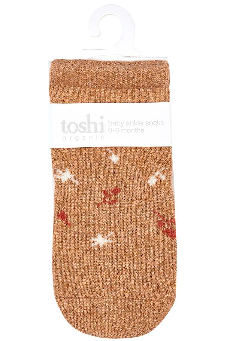 Organic Socks Ankle Jacquard- Maple Leaves