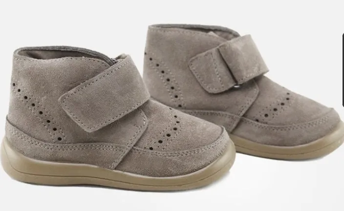 Papanatas Eli Taupe Suede Leather Booties