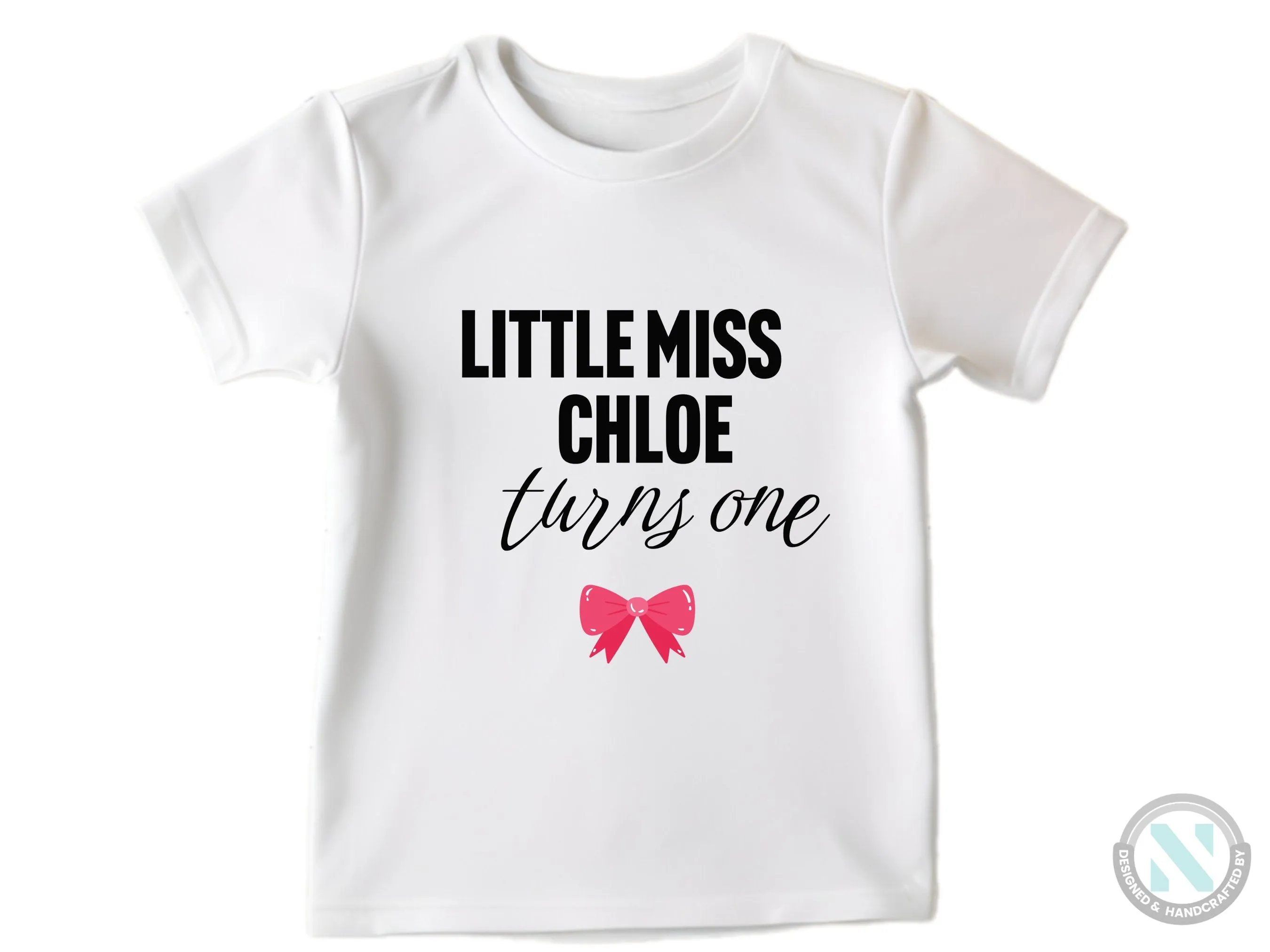 Personalize Long Sleeve Bodysuit for Girls with Baby Name and text "Little Miss"