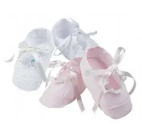 Pink or White Lace Trimmed Baby Girl Booties