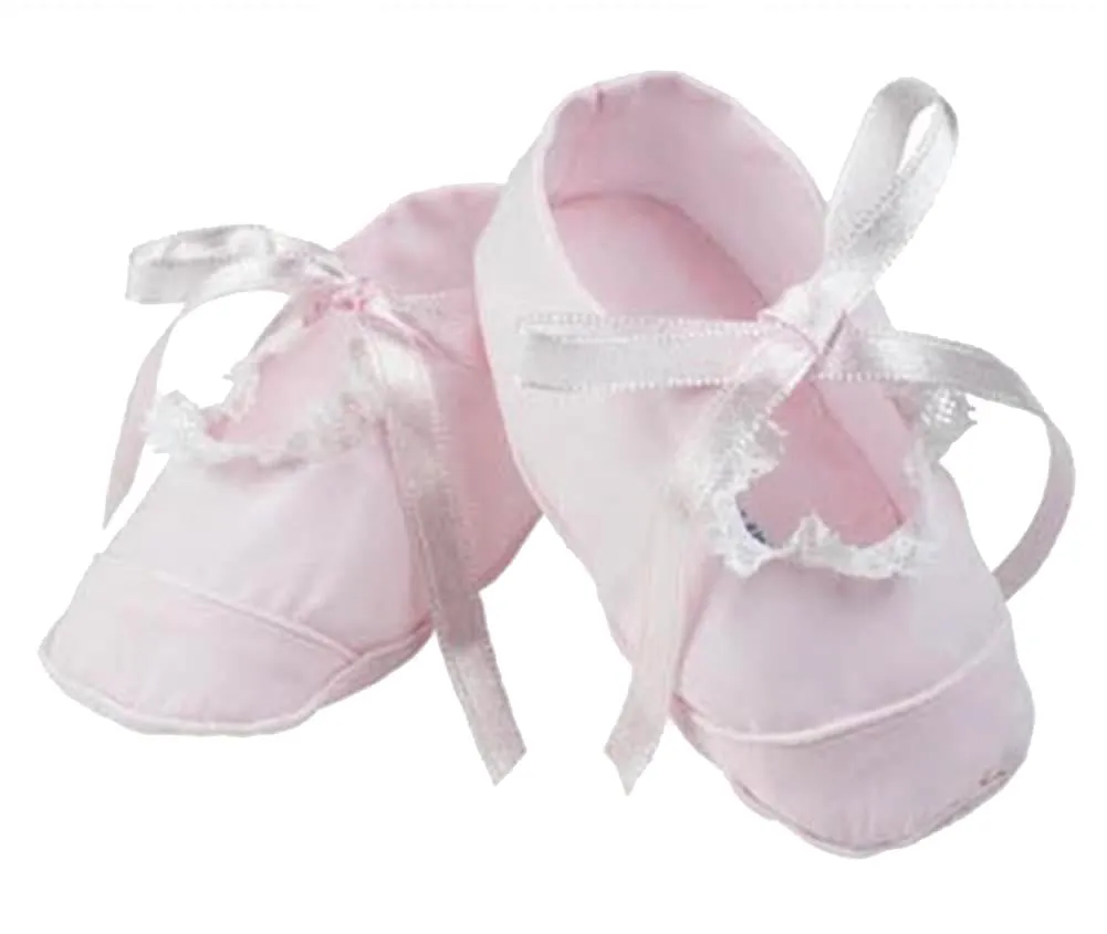 Pink or White Lace Trimmed Baby Girl Booties