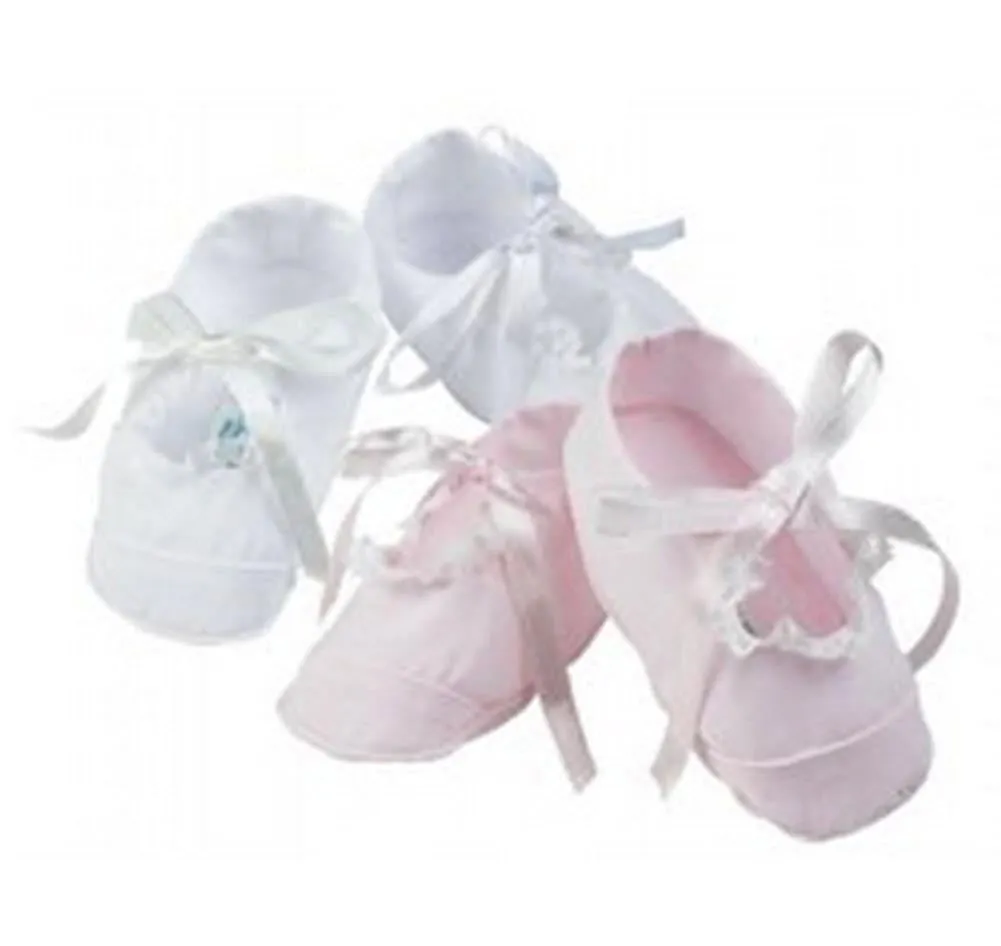 Pink or White Lace Trimmed Baby Girl Booties