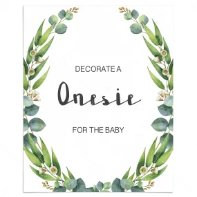 Printable Onesie Decorating Station Sign with Green Wreath