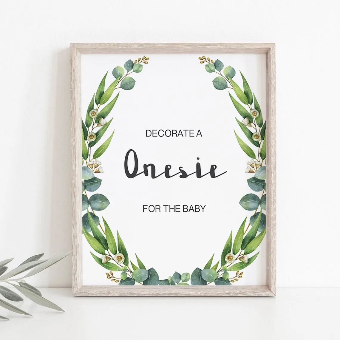 Printable Onesie Decorating Station Sign with Green Wreath
