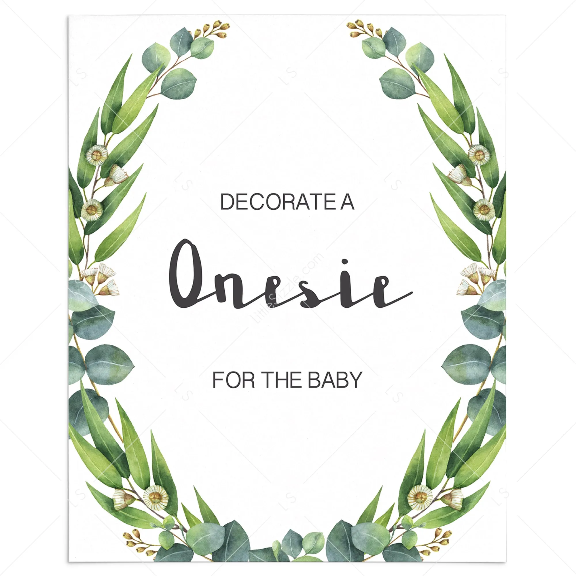 Printable Onesie Decorating Station Sign with Green Wreath