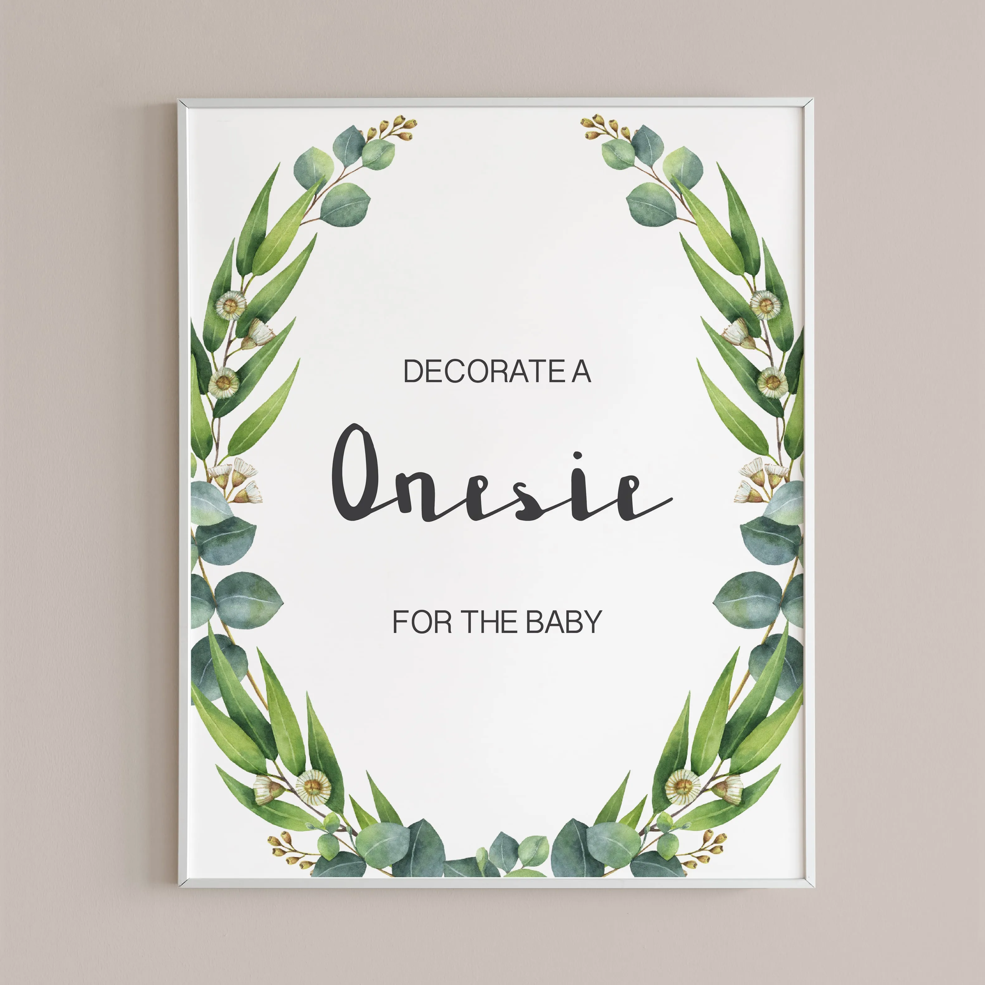 Printable Onesie Decorating Station Sign with Green Wreath