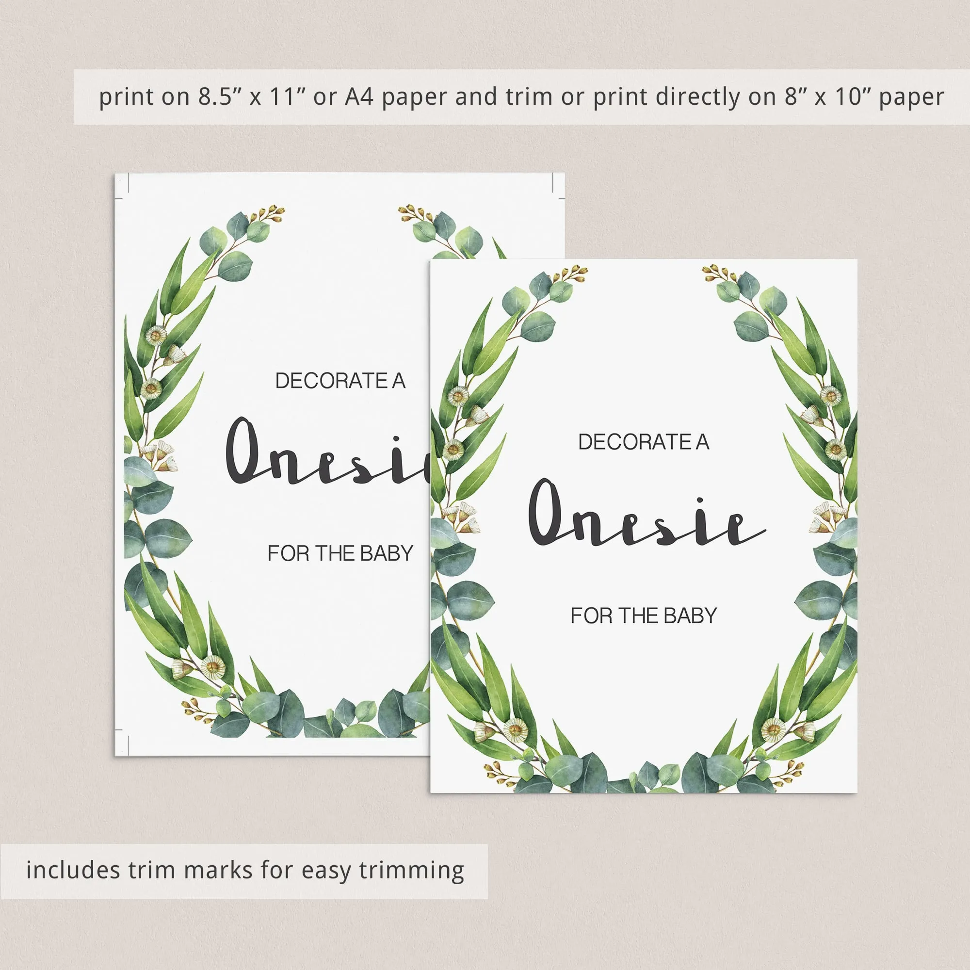 Printable Onesie Decorating Station Sign with Green Wreath