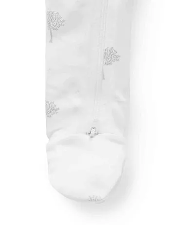 Purebaby Organic Zip Growsuit - Pale Grey Tree