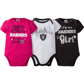 Raiders Girls 3 Pack Short Sleeved Onesies