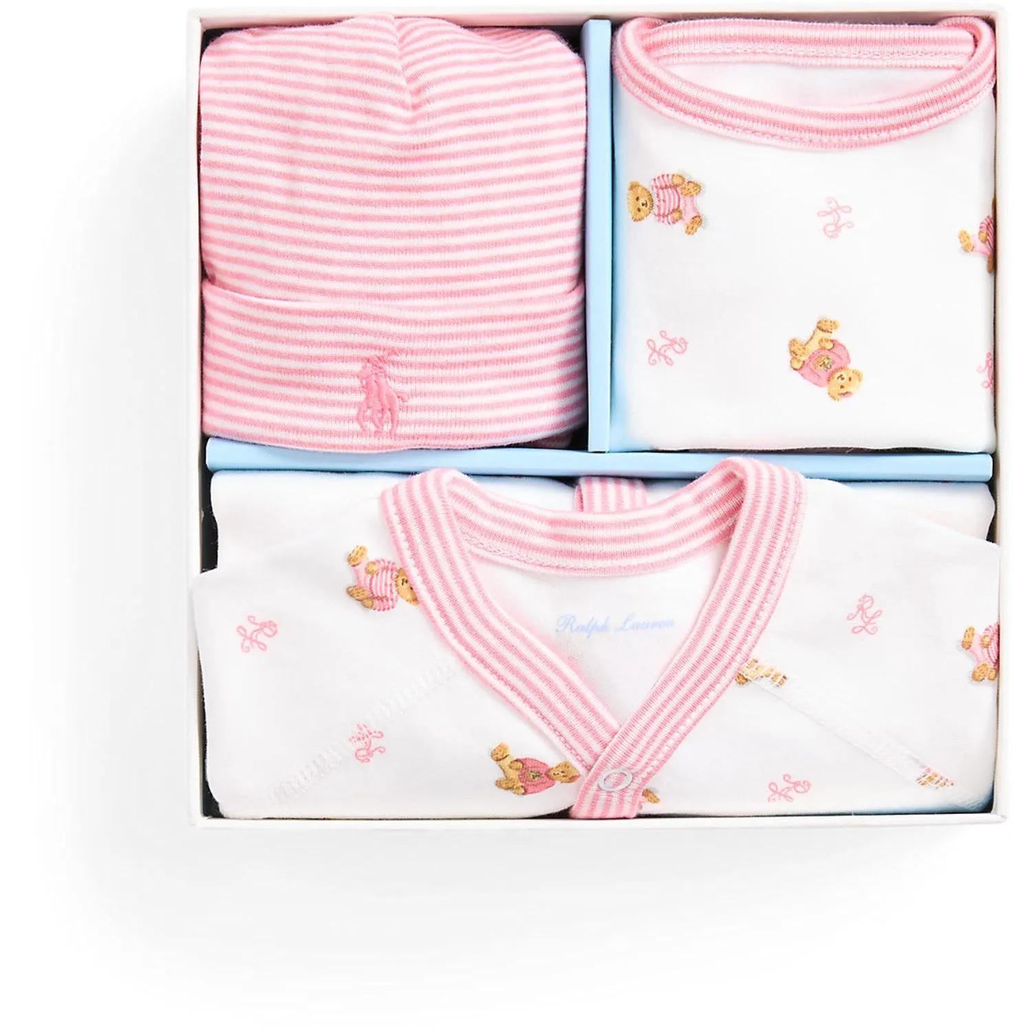 Ralph Lauren Baby White Multi/Pink Bind 3-Pack Gift Box Set