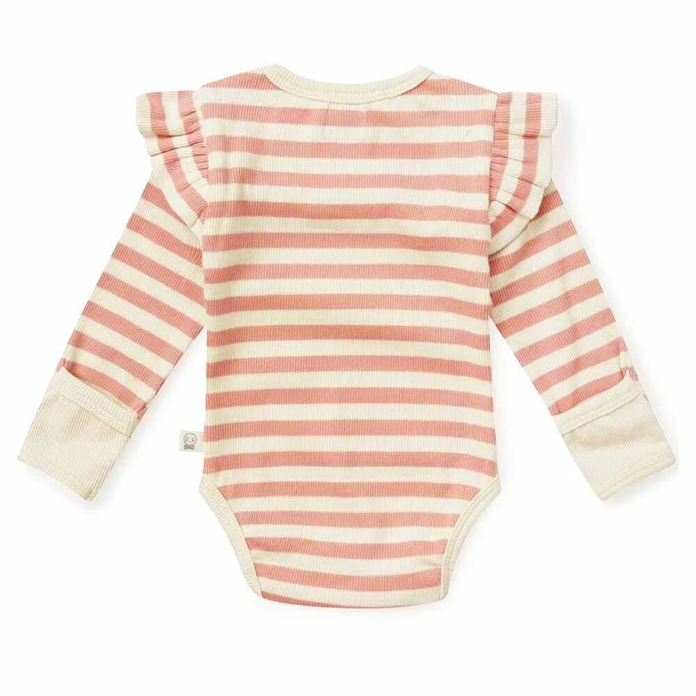 Snuggle Hunny - Organic Long Sleeve Bodysuit - Rose Stripe