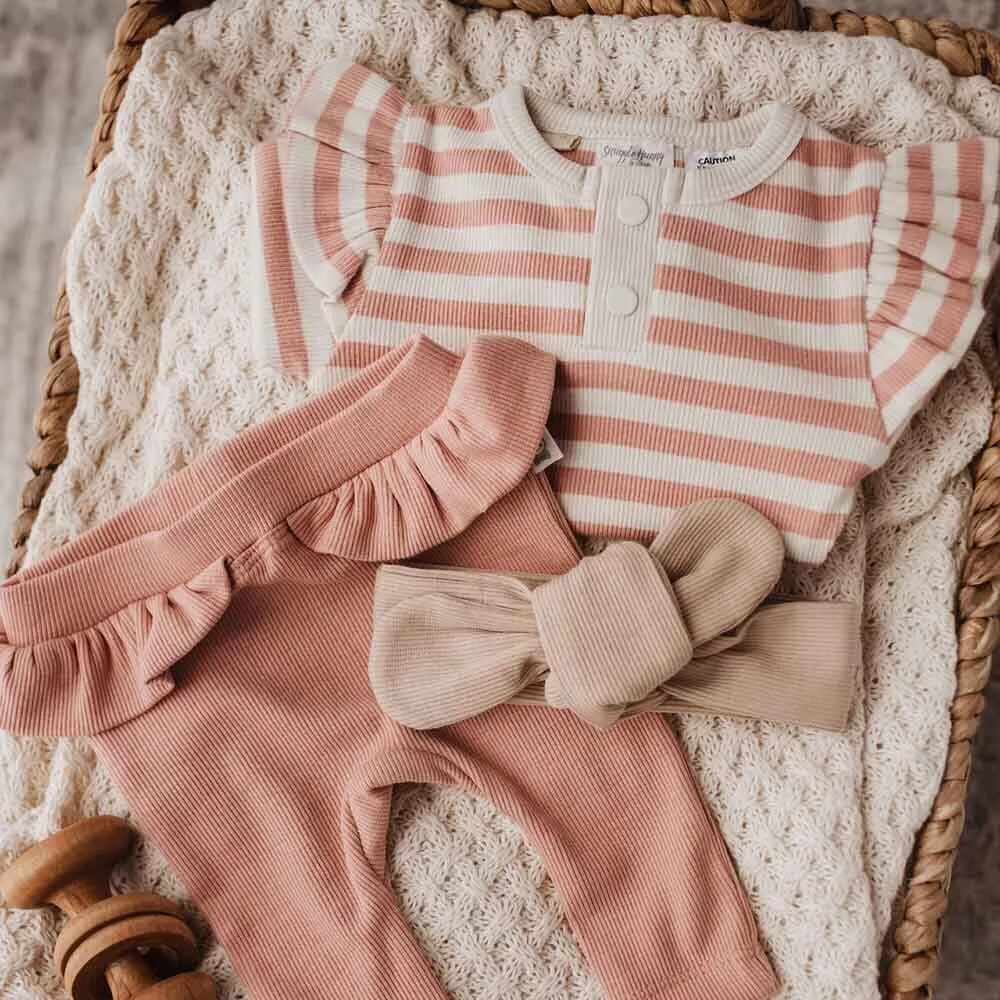 Snuggle Hunny - Organic Long Sleeve Bodysuit - Rose Stripe
