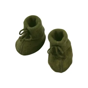 Soft Merino Wool Fleece Booties - Reed Mélange - 0-6m
