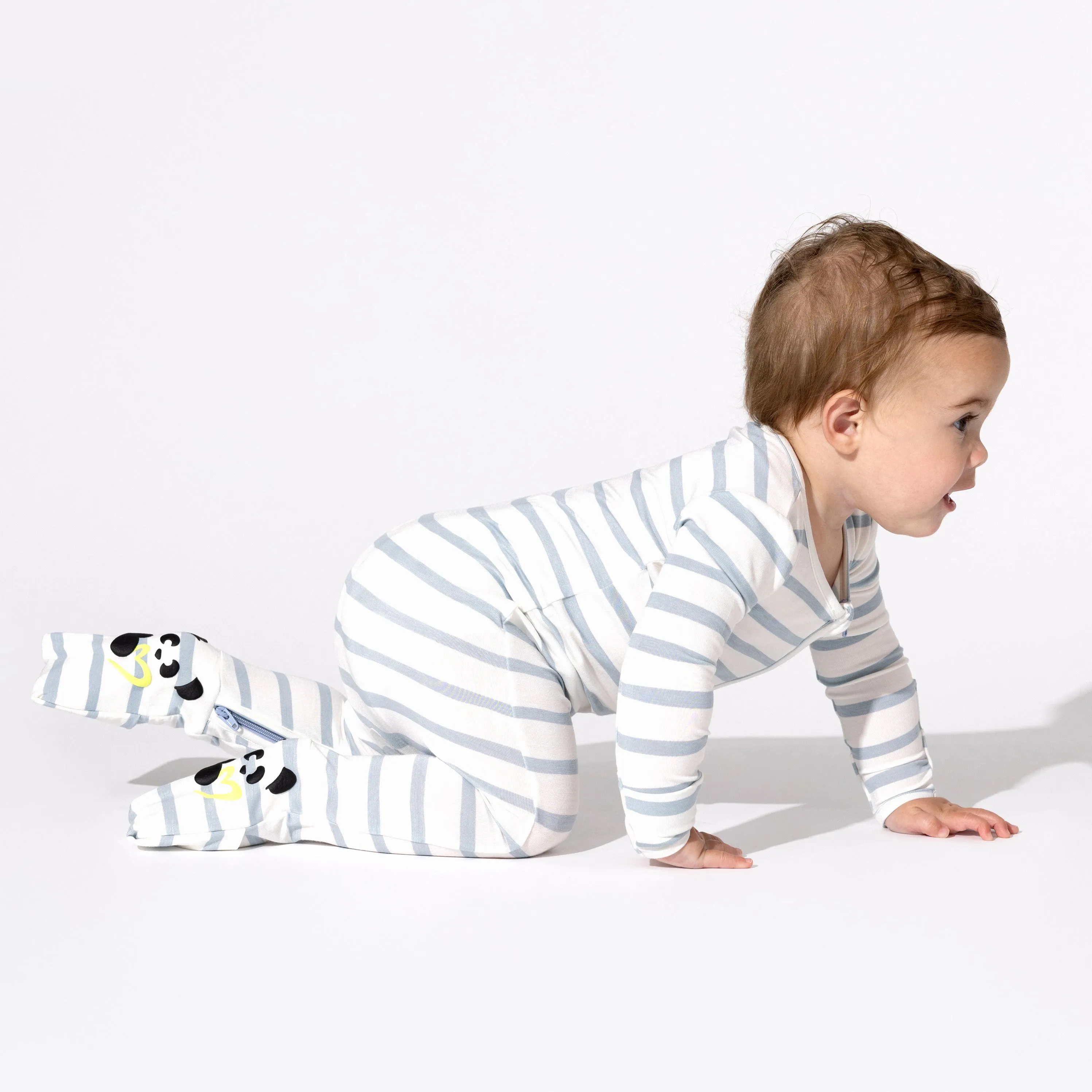 Striped Blue Bamboo Convertible Footie