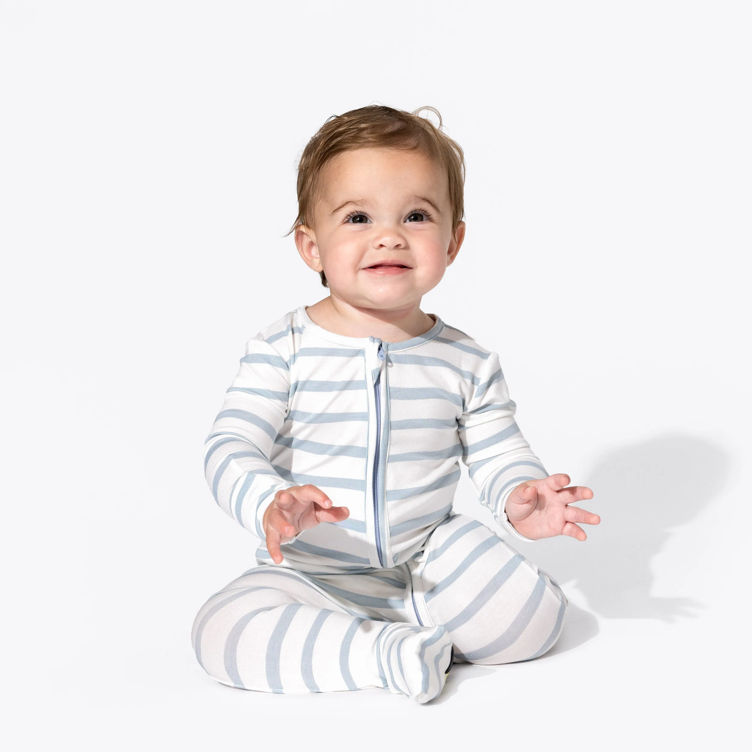 Striped Blue Bamboo Convertible Footie