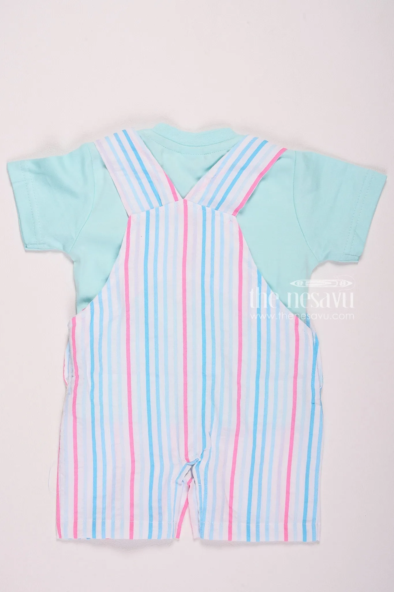 Striped Bunny Baby Romper Set Aqua