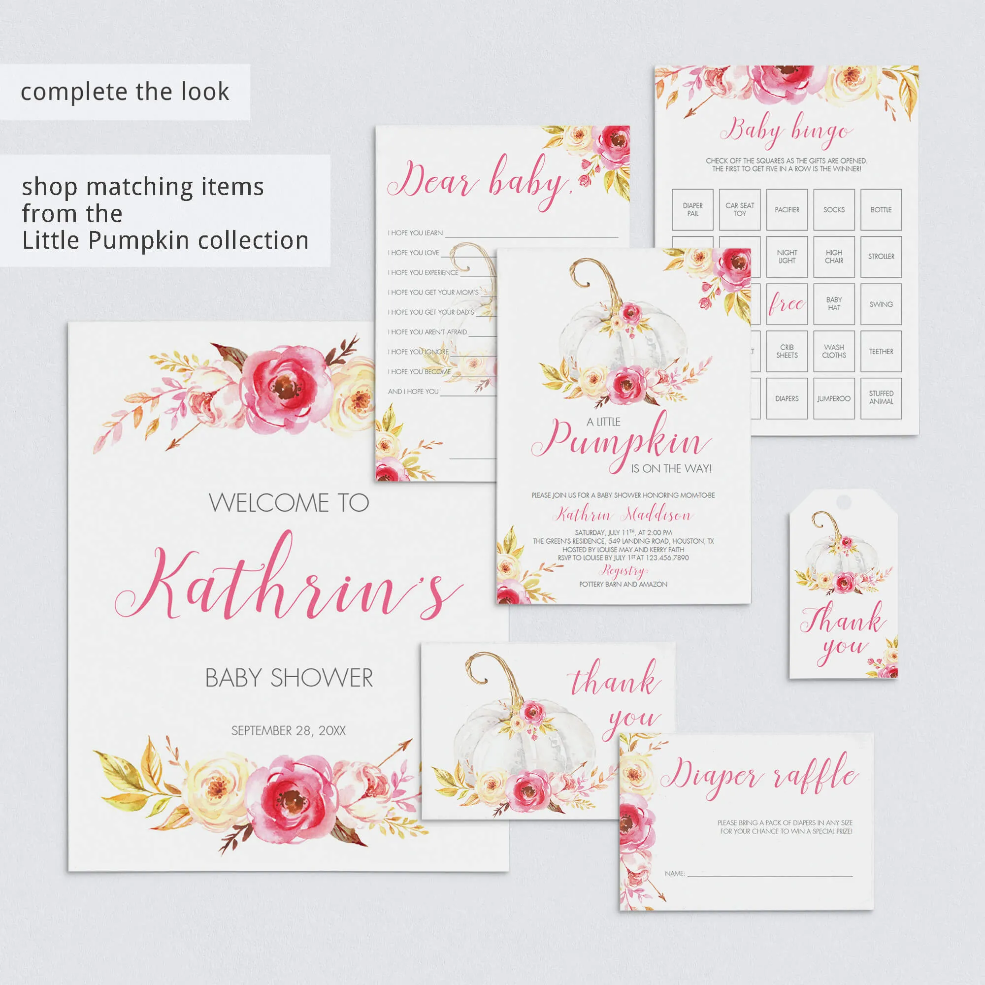 Sweet Pumpkin Baby Shower Onesie Decorating Station Sign