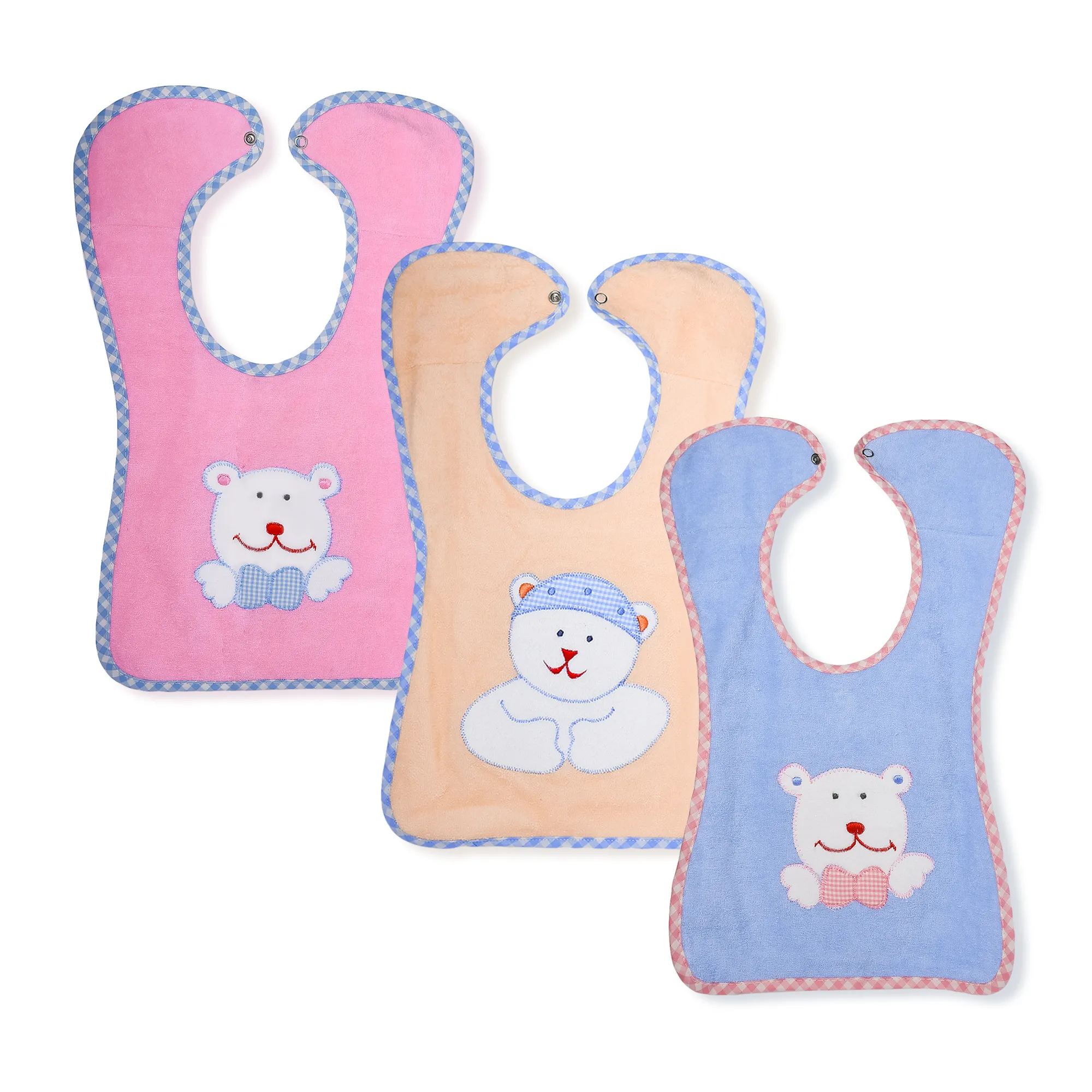 THE LITTLE LOOKERS Terry Cotton Double Layered Baby Bibs/Burp Cloth/Saliva Towel with Comfortable Tich Button Neck for Feeding Babies/Infants/Toddlers