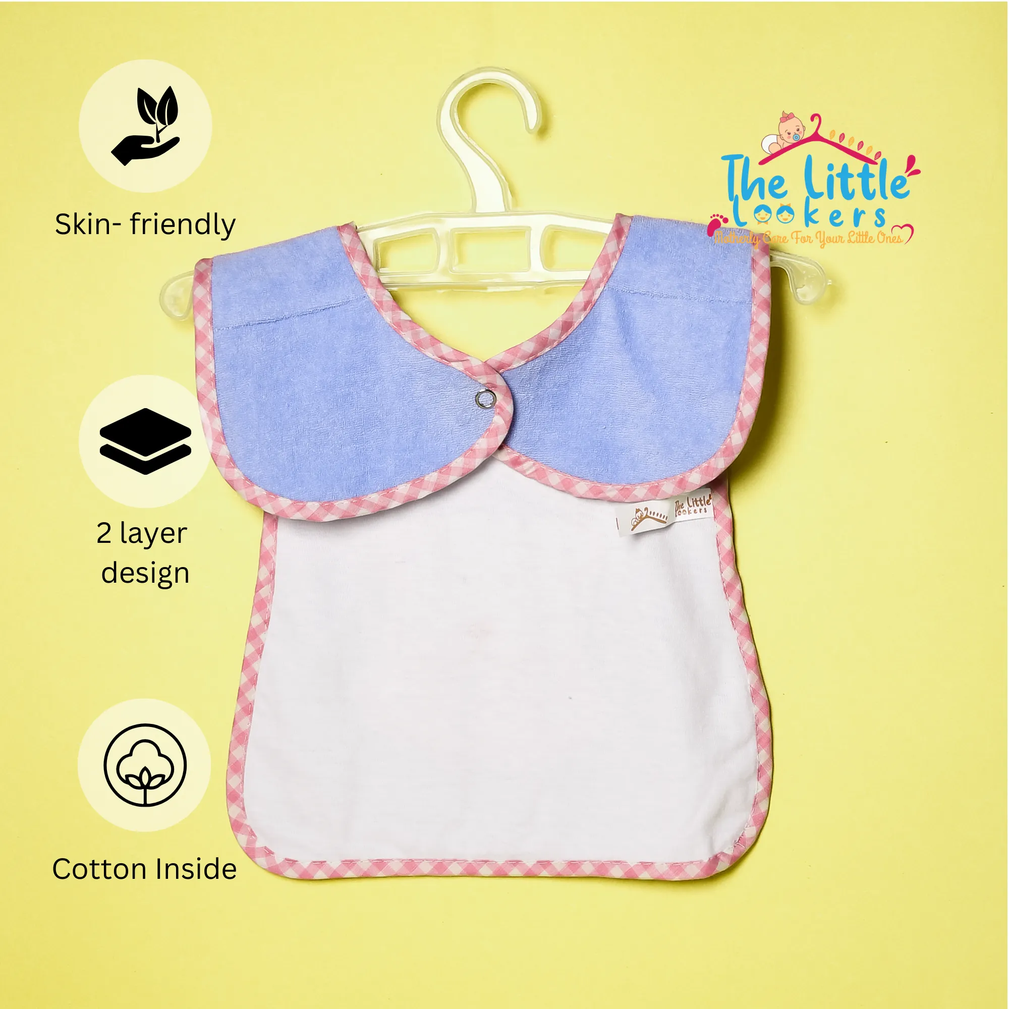 THE LITTLE LOOKERS Terry Cotton Double Layered Baby Bibs/Burp Cloth/Saliva Towel with Comfortable Tich Button Neck for Feeding Babies/Infants/Toddlers