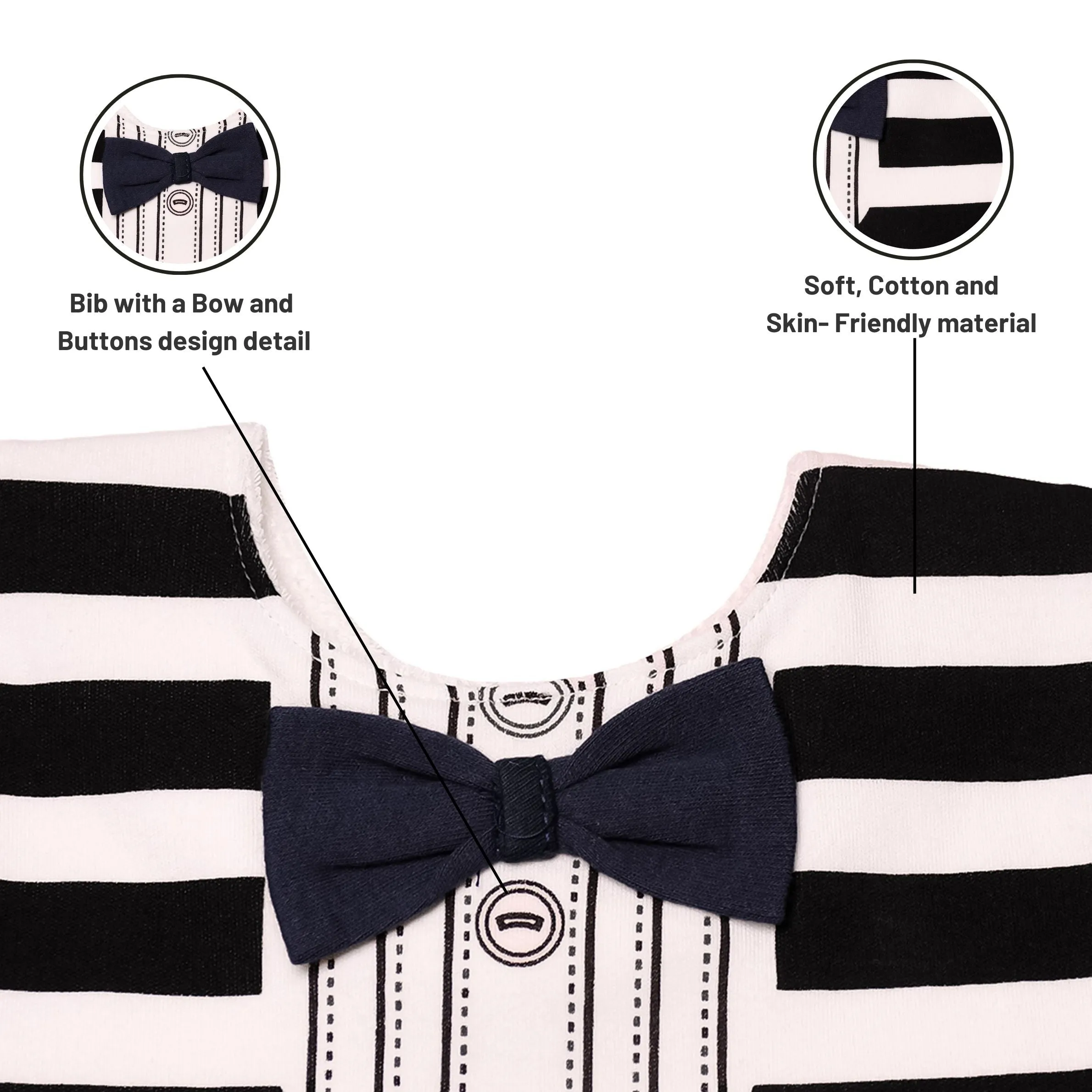THE LITTLE LOOKERS Unisex Cotton Baby Bibs with Bow Tie for Infants/ Toddlers (3-24 Months)