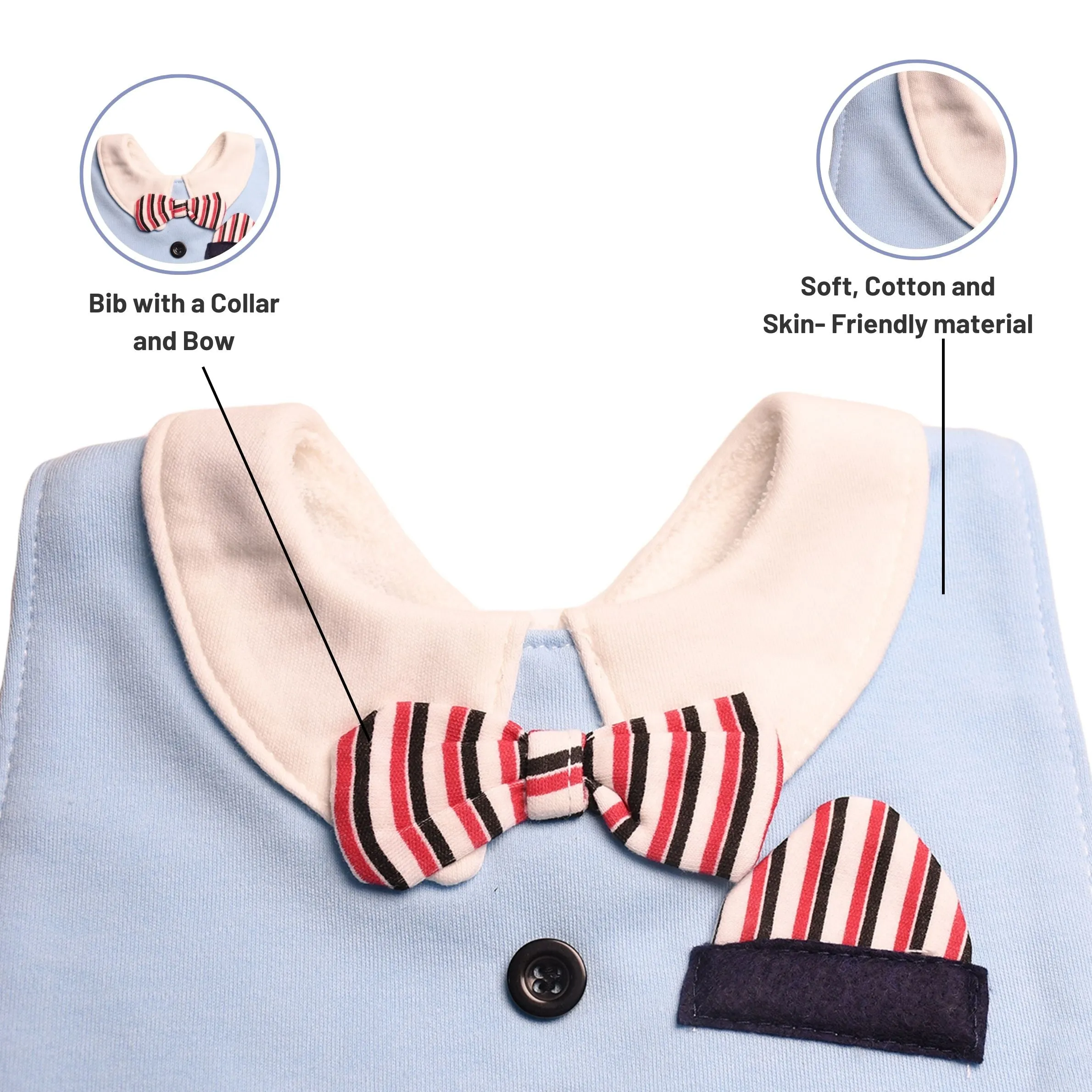 THE LITTLE LOOKERS Unisex Cotton Baby Bibs with Bow Tie for Infants/ Toddlers (3-24 Months)