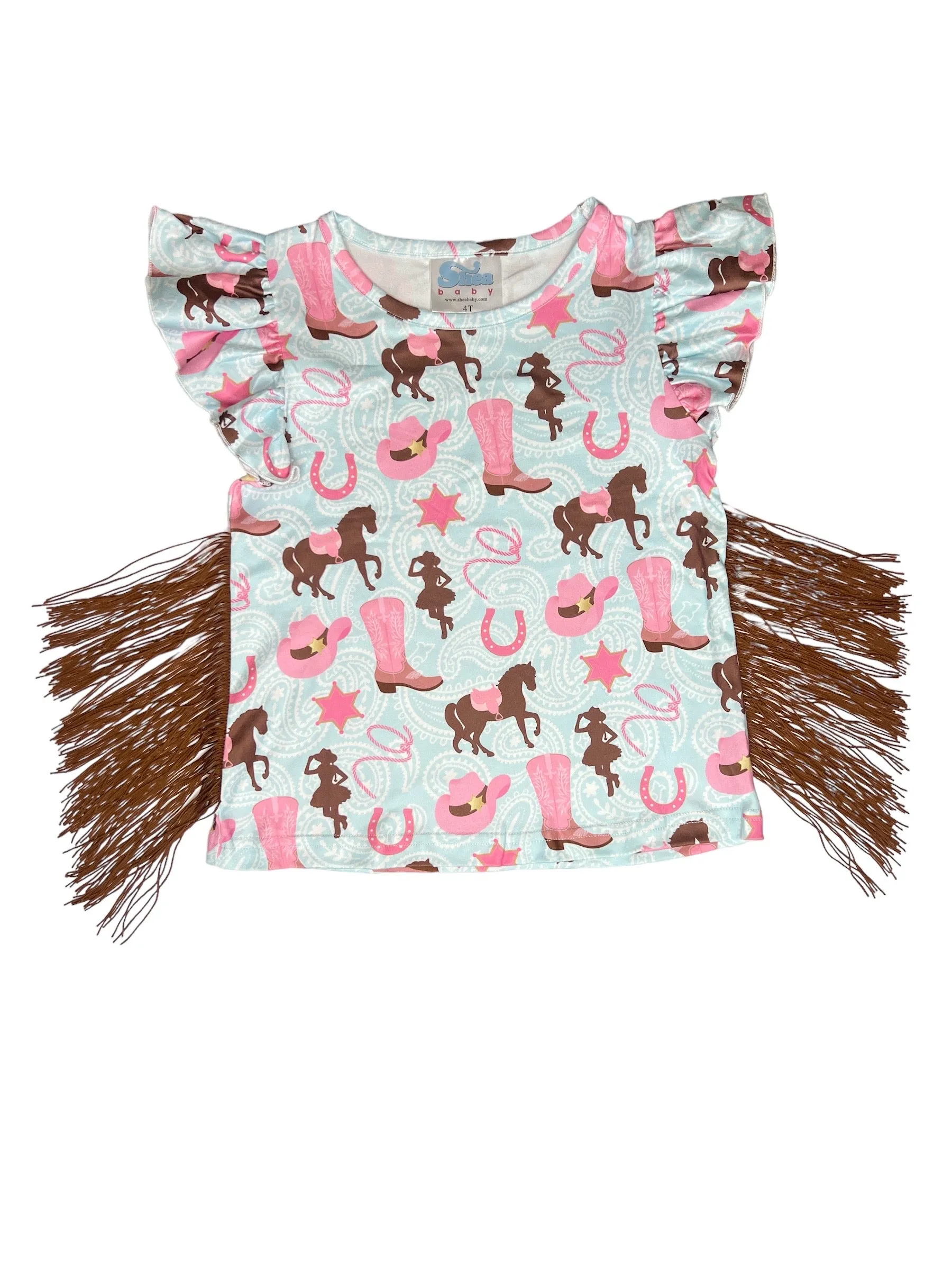 Turq Cowgirl w/t Fringe Shirt (2T-5T)