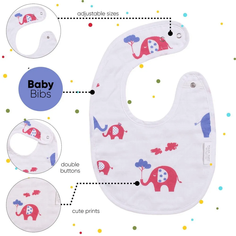 White Multi Printed Muslin Bibs-Pack of 3