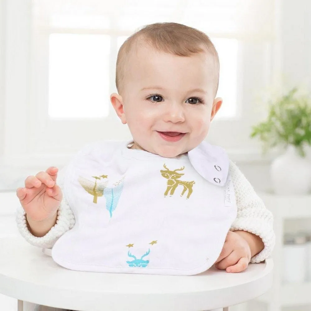 White Multi Printed Muslin Bibs-Pack of 3
