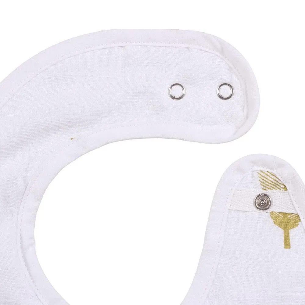 White Multi Printed Muslin Bibs-Pack of 3