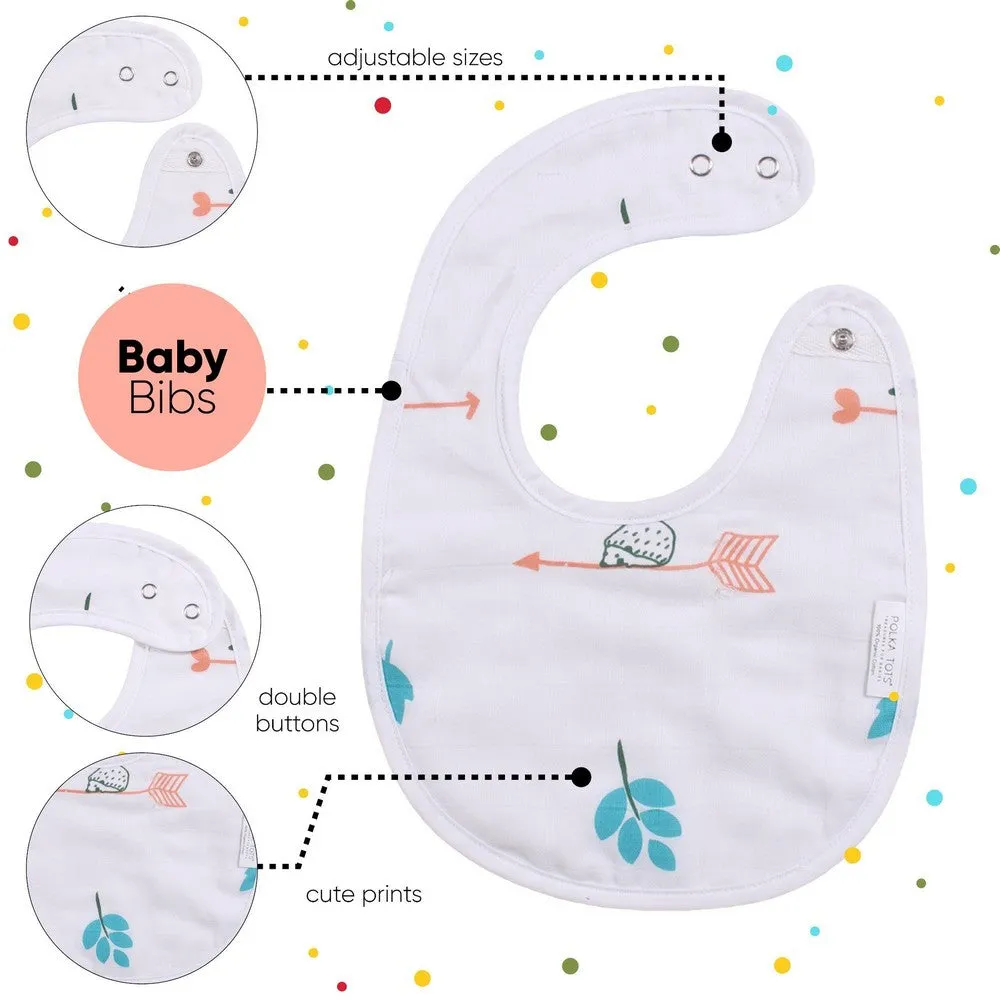 White Multi Printed Muslin Bibs-Pack of 3
