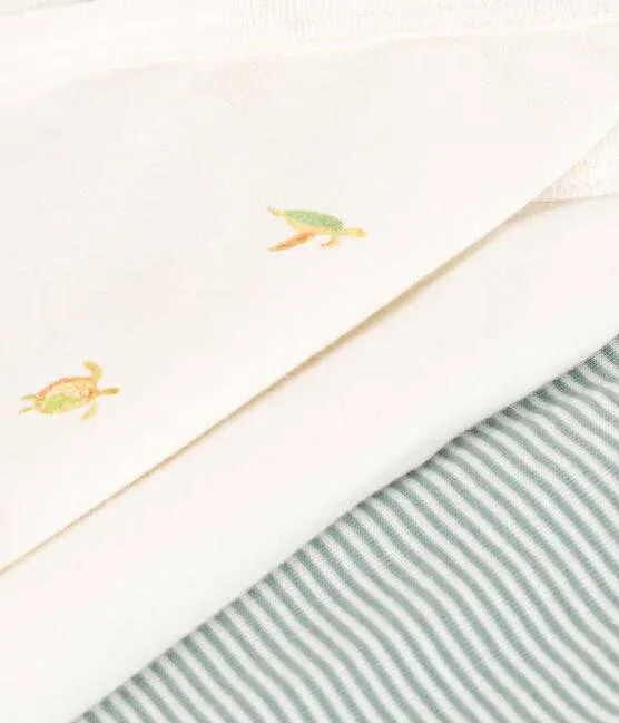 Wrapover Short-Sleeved Printed Cotton Bodysuit - Pack of 3 (Turtles)
